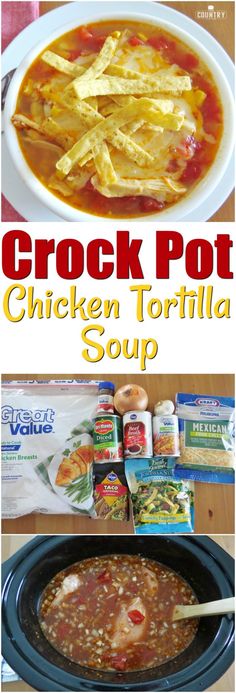 the crock pot chicken tortilla soup is ready to be eaten