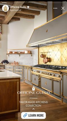 an appliance ad for a kitchen with gold accents