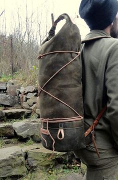 Sold Handmade waxed canvas rolltop pack. Backpack Rolltop, Bushcraft Pack, Bushcraft Backpack, Bushcraft Kit, Bushcraft Skills, Bushcraft Gear, Survival Tools, Camping Survival, Leather Projects