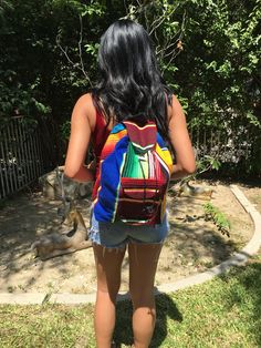 "Serape backpack,Mexican backpack,backpack bag,rainbow,blue,orange,red,green,purple blue,pink,back pack Really beautiful Mexican Serape backpack Cotton lined One large outside pocket with velcro closure. Cinches closed with flap I HAVE FOR OF THESE WITH SLIGHTLY DIFFERENT PATTERN, SAME COLORS YOU WILL GET ONE OF THEM. Measures 16\" tall x 10\" wide x 6\" deep Excellent perfect condition NK510T Serape backpack,Mexican backpack,backpack bag,rainbow,blue,orange,red,green,purple blue,pink,back pack" Bohemian Multicolor Backpack For School, Multicolor Rectangular Backpack For Trip, Multicolor Rectangular Backpack For Festivals, Multicolor Rectangular Festival Backpack, Festival Rectangular Multicolor Backpack, Rainbow Standard Backpack For Back To School, Multicolor Backpack With Adjustable Strap For Festivals, Multicolor Backpack With Adjustable Strap For Trip, Multicolor Shoulder Backpack For Daily Use