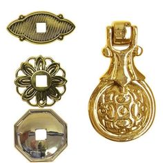 three different types of metal buttons