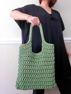 Handmade Crochet Bags Green Square Shoulder Bag With Handles, Green Crochet Satchel Bag For Shopping, Handmade Green Crochet Shoulder Bag, Green Rectangular Crochet Bag, Green Rectangular Bag With Rolled Handles, Green Square Shoulder Bag With Top Carry Handle, Green Bag With Rolled Handles For Daily Use, Green Square Shoulder Bag With Top Handle, Green Square Shoulder Bag For Daily Use