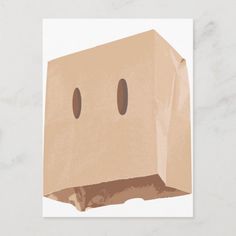 a brown paper bag with two eyes on it