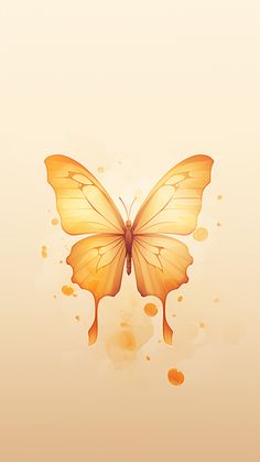 a yellow butterfly flying through the air with bubbles on it's back legs and wings