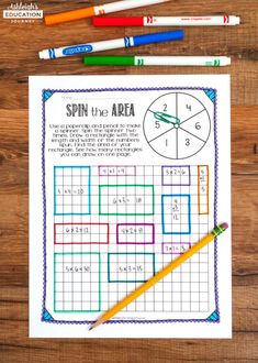 a printable spin the area game with markers and pencils