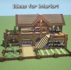 an image of a minecraft house with instructions on how to build it