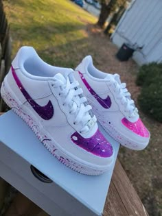 Purple Air Force 1 Custom, Nike Room, Sky Shoes, Casual Shoes Women Sneakers, Custom Sneakers Diy, Pretty Sneakers