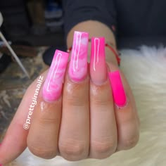 Acrylic Ombre, Medium Square Acrylic Nails Designs Ombre, Nail Ideas Tapered Square, Pink Ombre Acrylic Nails Square, Tapered Nails Acrylic, Pink And Blue Acrylics, Nails Acrylic Long Square, Tamper Square Nails, Ombre Nails With Marble Design