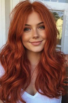 Ginger Feathered Hair, Red With Copper Money Piece, Orange Hair With Red Highlights, Carrot Red Hair, Bright Red Copper Hair, Orange Red Hair Dye, Subtle Orange Hair, Bright Auburn Hair Color, Foxy Hair Color