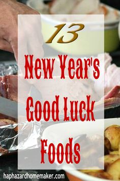 new year's good luck foods with the title overlaying it in red