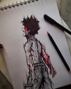 Black Pen Anime Drawing, Manga Art Mha, Drawing Black And White Sketches, Pen Anime Drawing, Deku Drawing Sketch, Anime Pen Art, Anime Pen Sketch, Hard Drawing Ideas, Deku Sketch