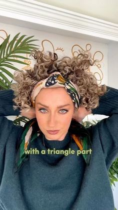 How To Wear A Bandana With Curly Hair, Curly Hair Updos With Scarf, How To Wear A Head Scarf Curly Hair, Head Scarf Curly Hair Summer, Curly Hair Updo With Headband, How To Wear Headbands With Curly Hair, Scarf Hairstyles For Curly Hair, How To Wrap Curly Hair With Scarf, Curly Bun With Scarf