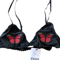 Brand: Urban Outfitters: Out From Under Style: Butterfly Appliqu Bra/Bralette Color(S): Black Bra/Bralette With Red Butterfly Appliqus Size: Small Condition: New With Tags No Flaws Red Butterfly, Fit Ideas, Black Bra, Women's Intimates, Bralette, New Color, Black Red, Urban Outfitters, Black And Red