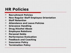 the words hr policy written in red on a white background