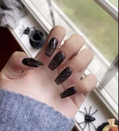 Dark Nail Designs, Halloween Acrylic Nails, Punk Nails, Gothic Nails, Goth Nails, Grunge Nails, Nails Only, Girls Nails, Simple Nail Designs