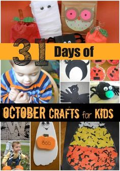 31 Days of Halloween Crafts 31 Days Of October, September Crafts, October Crafts, Halloween Preschool, Crafty Kids, Halloween Crafts For Kids, Groundhog Day, Theme Halloween