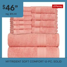 12-piece towel set includes 2 bath towels of 30 x 54 inches, 4 hand towels of 16 x 26 inches and 6 washcloths of 13 x 13 inches. Enjoy a luxurious spa like experience with our soft and absorbent towel set, available in a wide variety of beautiful colors.100% pure Indian cotton these luxurious light blue towels are made from handpicked 100% cotton. Feel the soft comfort of luxurious towels like hotel, sauna, spa, salon, pool, gym etc., making them ideal for everyday use for families and guests. … Luxurious Spa, Towel Sets, Blue Towels, Luxury Towels, Bath Towel Sets, Indian Cotton, Bath Towel, Towel Set, Washing Clothes