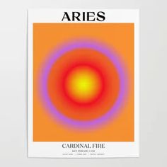 an orange and blue poster with the words aris on it