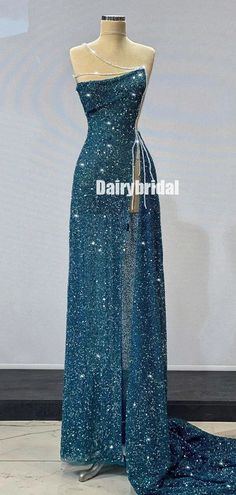 Stunning One-Shoulder A-line Sequin Slit Sparkle Prom Dresses, FC6244 – Dairy Bridal Sparkle Prom Dress, Prom Dress Inspo, Robes Glamour, Chique Outfits