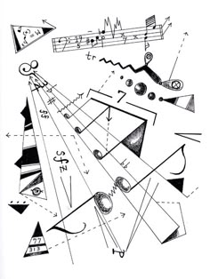 an abstract drawing with geometric shapes and lines