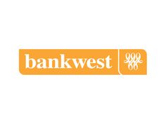 the bank west logo is shown on an orange and white sticker that says,