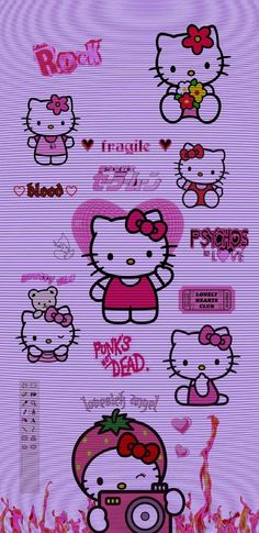 an image of hello kitty stickers on the wall