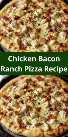 the chicken bacon ranch pizza is ready to be served on the grill or in the oven