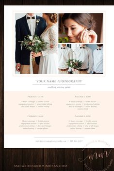 the wedding photography website is displayed on a wooden background