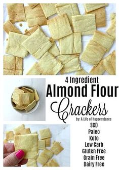 four ingredient almond flour crackers recipe with instructions for making them and how to make them