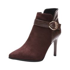 Fashion Boots for Women, Women's Belt Buckle Thin Heel Boots, Casual Solid Color High Heel Boots, Individuality Simplicity Po Black High Heel Boots, Estilo Country, Zipper Heels, Buckle Ankle Boots, Winter Shoes For Women