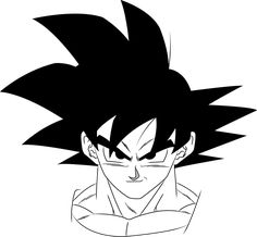 a black and white drawing of gohan from dragon ball