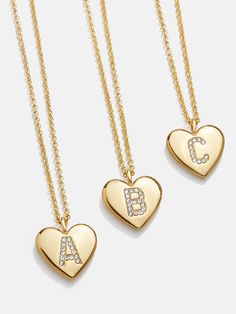 Little Love Kids' Initial Heart Necklace - Gold – Kids' initial necklace – BaubleBar Bracelets For Kids, Initial Heart Necklace, Donuts Earrings, Unicorn Earrings, Cream Earrings, Sweet Necklace, Gold Girl, Necklaces And Bracelets, Kids Necklace