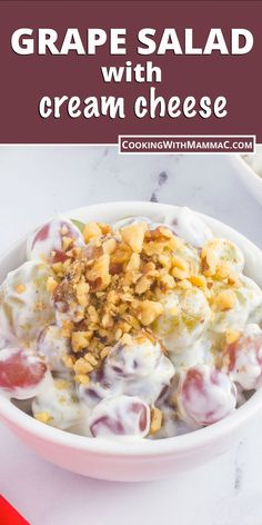 grape salad with cream cheese in a bowl