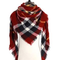 New Plaid Tartan Blanket Scarf Must Have Accessory For Fall. This Oversized Plaid Scarf Is Warm, Soft And Super Comfortable. Triangular Shape. Measures Approx 55"X55"X75" (4'x4'x6') Tartan Blanket Scarf, Cashmere Scarf Women, Tartan Blanket, Winter Plaid, Branded Scarves, Warm Blanket, Wrap Shawl, Wool Shawl, Pashmina Scarf