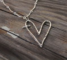 Everlasting Love Pendant Visible Faith by VisibleFaithJewelry Hammered Silver Jewelry, Cross Heart, Faith Jewelry, Love Pendant, Best Engagement Rings, Everlasting Love, Antique Engagement Rings, Beautiful Heart, Silver Heart