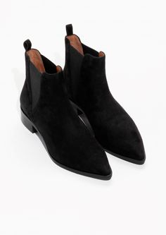 & Other Stories Leather Chelsea Boots in Black Suede Men Style Outfits, Nike Mens Shoes, Socks And Boots, Ugg Ankle Boots, Chelsea Boots Black, Pointy Toe Boots, Knee Boots Outfit, Expensive Shoes, Etoile Isabel Marant