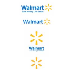 the walmart logo is shown in three different colors and font options for each brand