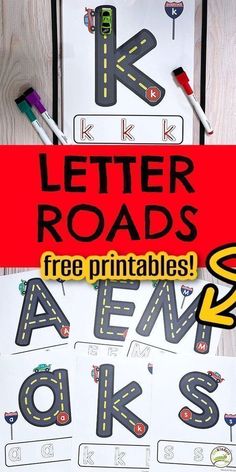 letter roads printables for kids to practice letters and numbers