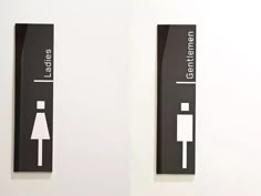 two black and white signs are on the wall