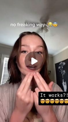 a woman holding her hands up in front of her face with the words it works