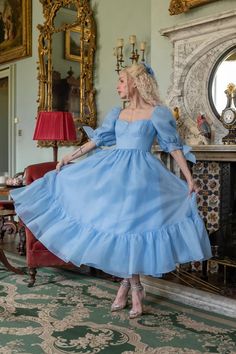 Glass Slipper Windsor Dress Cinderella Blue Dress, Cinderella Inspired Dress, Cinderella Blue, Windsor Dress, Outfit References, Dress Trims, Boned Bodice, Cute Dress Outfits, Cinderella Dresses