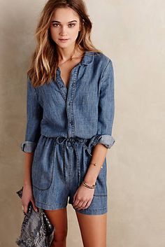 Level 99 Chambray Romper Chambray Romper, Rompers Womens Jumpsuit, Denim Romper, Long Sleeve Romper, Mode Inspiration, Rompers Women, Look Fashion, Denim Women