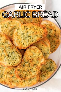 air fryer garlic bread on a white plate