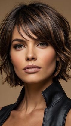 Melena Castaña Oscura con Reflejos y Ondas Definidas Back Of Layered Bob Haircut, Julia Louis Dreyfus Hair, Short Fall Hair Color, Layers Tutorial, Butterfly Bob, 2024 Hair Trends, Easy Butterfly, Layered Haircuts For Medium Hair