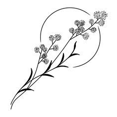 a black and white drawing of some flowers