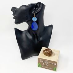 Tagua Peggy Earrings Peggy Earrings Are Not Only Handcrafted And Organic, They Are Also Lightweight Color: Azul (Blue) Length: 3" Lightweight Ear Wires Are Lead Free, Nickel Free, And Hypoallergenic Vegetable Dyes Handmade In Ecuador Fair Trade Sustainable Jewelry Zz0716-Zz0717 Trendy Blue Dangle Jewelry, Blue Hypoallergenic Earrings, Hypoallergenic Blue Earrings, Trendy Blue Dangle Earrings, Blue Single Earring As Gift, Blue Drop Earrings For Everyday Wear, Blue Hypoallergenic Teardrop Earrings As Gift, Trendy Blue Teardrop Jewelry, Hypoallergenic Blue Teardrop Earrings As Gift