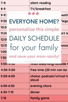 the daily schedule for everyone who is in their house and how to use it?