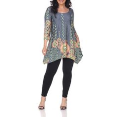 White Mark Women's Plus Size Rella Tunic Top drapes stunningly on your body. Made with a bold flirty print and 3/4 sleeves you are sure to feel comfortable and look stylish. White Mark Women's Plus Size Rella Tunic Top features 3/4 sleeves and pairs great with leggings or jeans. Size: 2X. Color: Gray. Gender: female. Age Group: adult. Fashion Over 60 Plus Size, Long Tunic Tops, Women Tunic Tops, Fashion Board, White Mark, Matching Family Outfits, Look Stylish, Family Outfits, Sleeves (women)