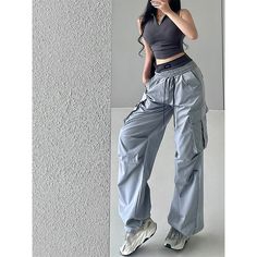 Brand: other/otherSize: S M LStyle: StreetStreets: European and AmericanPopular elements: pocketsColor classification: khaki black pink gray blueYear Season: Summer 2023Clothing style details: pocketsTrouser length: Long pantsWomen's pants type: cargo pantsMaterial composition: Other materials