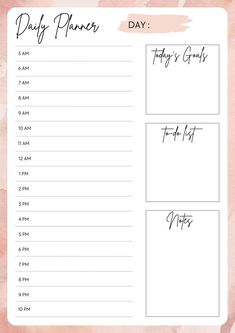 the daily planner is shown in black and white with handwritten notes on it, including days